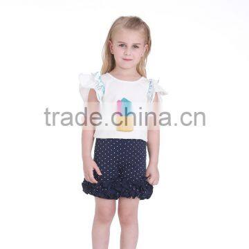 Wholesale children's boutique clothing girls white tshirt fashion printed toddler tee shirts