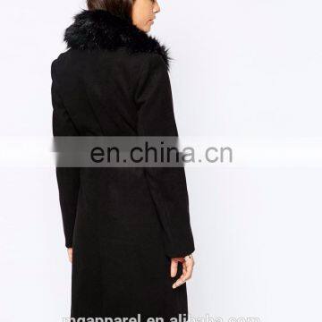 New Style Women Coat Model Tie Belt Women's Long Winter Coat With Faux Fur Collar photo-3