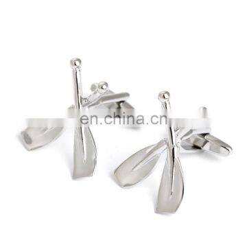 Novelty cufflinks two sliver spade cross design