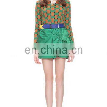 Charming Winter European Style Hand-made Splicing Flower High Waist Short Skirt Beautiful Girl's Skirt