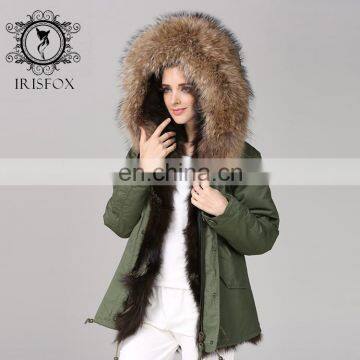 Italy Designer Army Real Fox Fur Parka 2016 Women Jackets With Natural Fur Collar photo-5