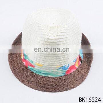 TOROS beautiful women white fedora hat summer beach hat high quality paper straw hat