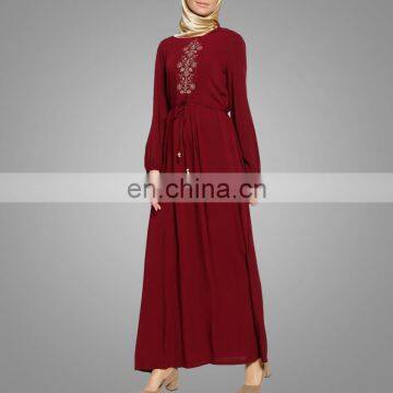 China OEM Supplier Muslim Casual Clothing Cheap Beautiful Embroidery Islamic Women Abaya Customized Turkey Dress photo-2
