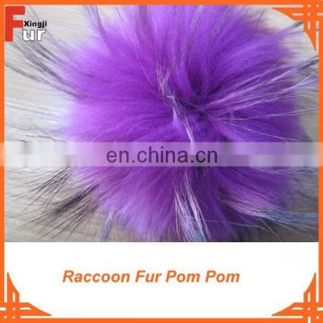 Bright Purple 100% real fur pompom