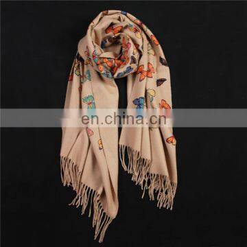 Inner Mongolian Factory Directly Wholesale 100% Cashmere Scarf Woolen Thick Women Warm Butterfly Print Pashmina Shawl photo-4