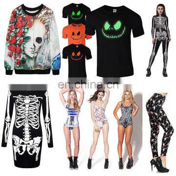 Halloween Costume Jumper Cool Skull Tank Top Bodysuit Gothic Hoody Sweatshirt and Skeleton Leggings Wholesale Adults Clothing