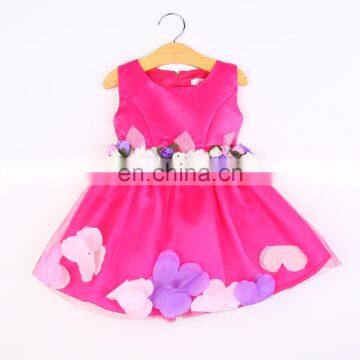 Dark Pink Floral Petals Party Dress photo-3