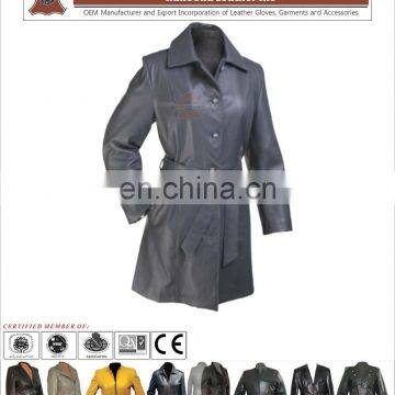 Ladies Leather Long Coats, Long Coat in Sheepskin, Coat in Lambskin