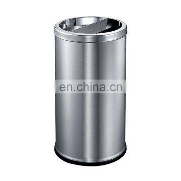 Stainless steel dustbin perforated public trash can hotel lobby vertical flip straight seat plot peel barrel large round dustbin