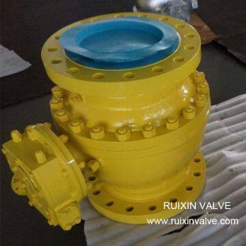 API6d Carbon Steel Forged Steel Stainless Steel Worm Gear Flange Trunnion Mounted Ball Valve
