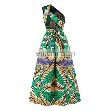 Wholesale Sexy Ladies V-neck Wide Leg Opening Women's African Print Floral Jumpsuits Culottes photo-2