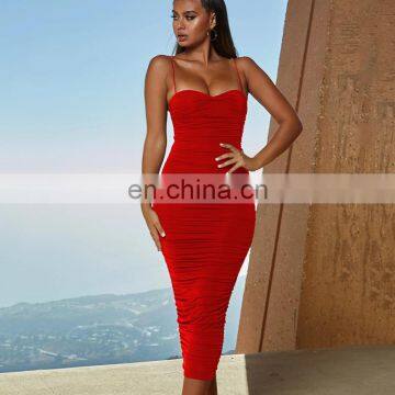 Solid Sexy Bodycon Party Dresses Women Fashion Sleeveless Skinny Stacked Clubwear Basic Hot Midi Dress 2020 Slim Female