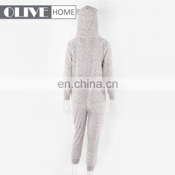 Western Super Soft Jumpsuit Hoodie Dots Printed Coral Fleece Overall Pyjamas With Hood photo-2