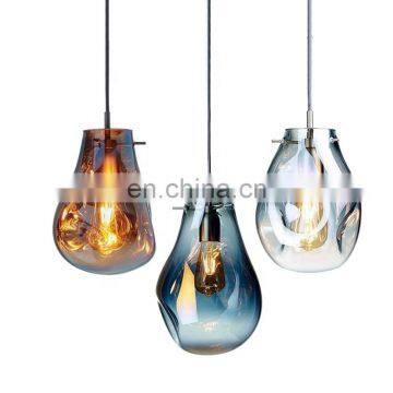 Contemporary Hotel Restaurant Decor Copper Light Ball Glass Pendant Lamp