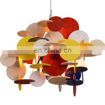 Art Solid Wood Block Chandelier Decorative Wood Pendant Lamp For Children Room