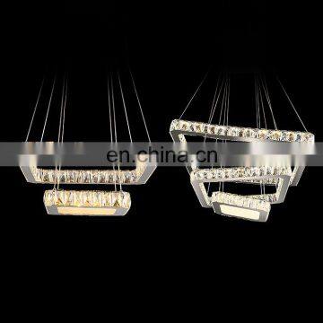 Popular Square Ring Hanging Luminaire crystal pendant lamp for Dining Room