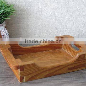 Custom made rustic wooden tray,antique wood tray with handle