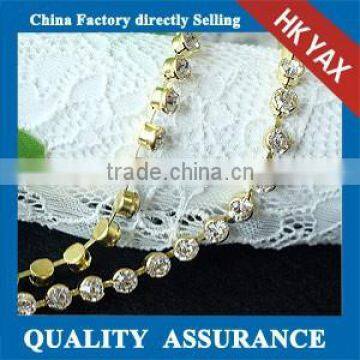 Y1118 Round cup chain rhinestone banding;factory wholesale sew on cup chain rhinestone banding