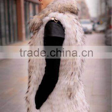 2013 New Style White Female Raccoon Skin Coat