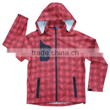 Printing Polyester breathable PU coated spring mens jackets thin hoodie