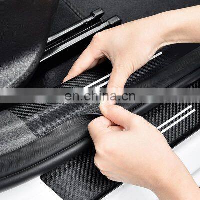 4pcs Car Sticker Door Carbon Leather Fiber Sill Plate photo-3