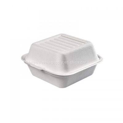 Sugarcane biodegradable hinged clamshell takeout containers clam shells