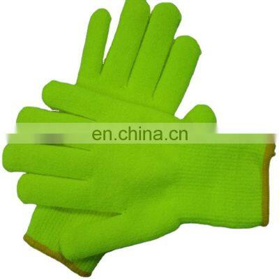 Fluorescent Green Seamless Knit Winter Thermal Acrylic Terry Gloves