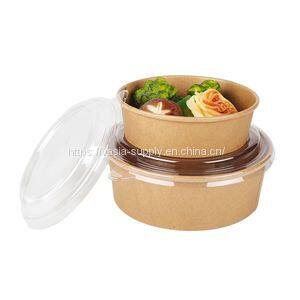 Disposable bowls with lids for hot food eco friendly salad bowl kraft noodle soup bowls