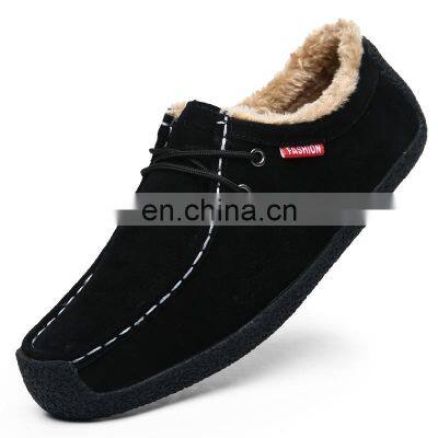 Factory direct sale Christmas plus size autumn and winter Doudou suede driving plus velvet custom men's casual leather shoes