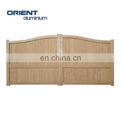 MATERIAL natural wood grain aluminium swing gate W.300 x H.180 cm