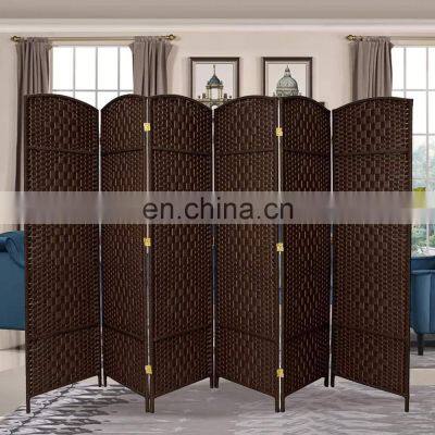 OEM 6 panel wooden folding movable office room privacy partition screen retractable room divider for living room