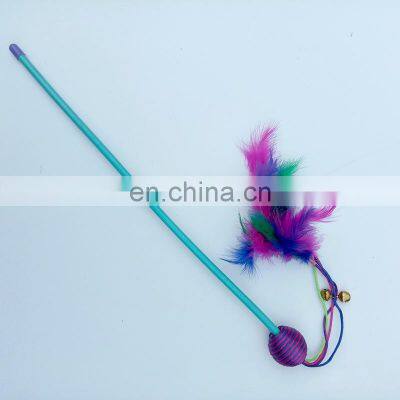 Favourable Price New Arrival Pet Toy Interactive Plastic Pole Pet Pink Feather Cat Teaser photo-3