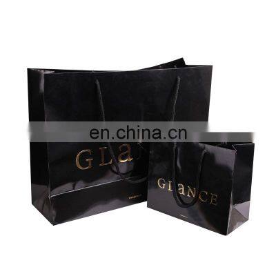 Eco-friendly black luxury 250g paper bag packaging for shopping