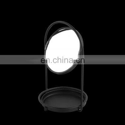 Home round vanity mirror high quality beauty desktop makeup mirror decoration iron powder coating makeup mirror with storage