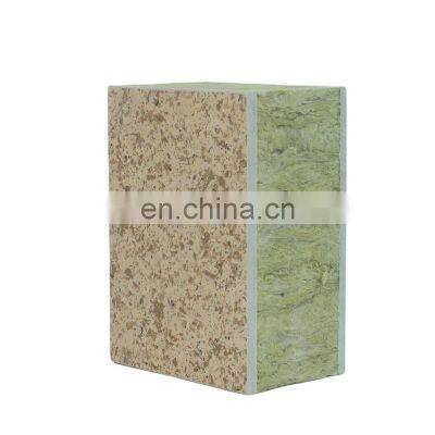 Easy Installation Fiber Cement Board Back Fireproof Concrete Rock wool Insulated Sandwich Wall Panel