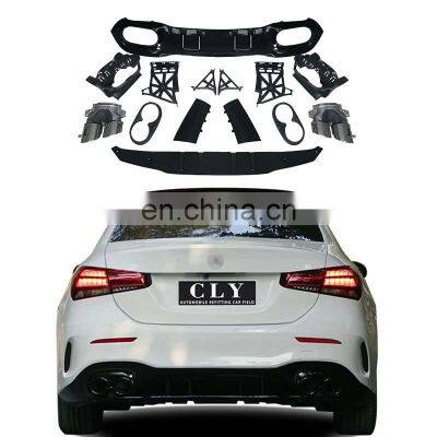 Genuine Diffuser With Exhaust Pipe For Mercedes Benz A Class W177 Modified A45 AMG Style Rear Lip With Tips