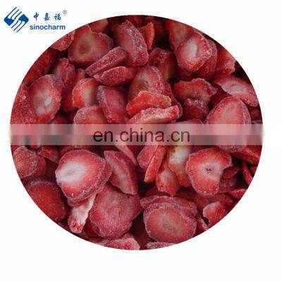 Sinocharm Red Inside Wholesale Frozen Strawberries Straight Slice