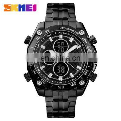 SKMEI 1302 Men's Sport Watch Quartz Digital Movement Stainless Steel Band Watch Week Date Luminous