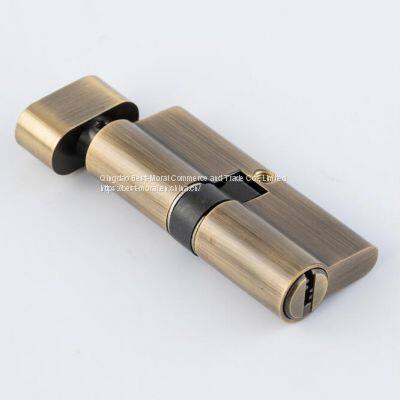Antique Brass Color Oval Shaped Thumbturn Single Open Euro Profile Brass Lock Cylinder photo-2