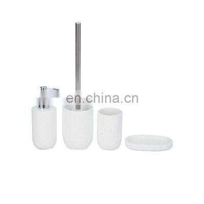 White Ceramics Bathroom Decor Accessory Completes with Soap Dispenser Tumbler Soap dish Toilet brush Bathroom Accessories