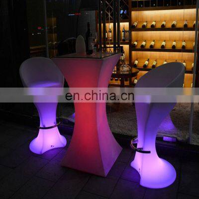 outdoor PE plastic led lighted furniture bar /rechargeable portable led tables and chairs glow led furniture sofa set restaurant