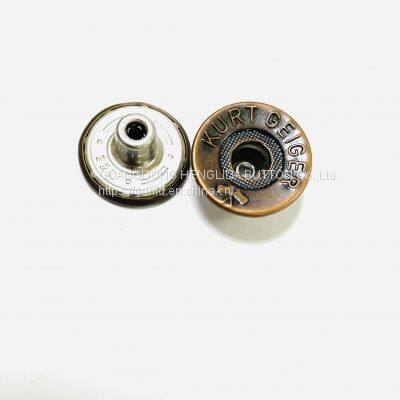 2023 Customized wholesale plating brass cowboy button jeans buttons for jeans clothing
