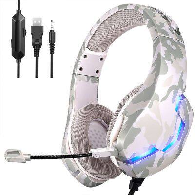 Camouflage blue headphone Game headphone  light  mobile phone esports computer headphone gaming headset