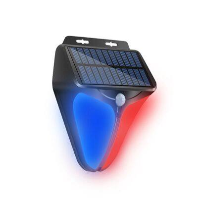 Dual-Sided Solar Powered LED Flash Warning Light Red & Blue Signal for Outdoor Road Application IP65 Rated Wall Lamps