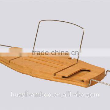 Bamboo Bathroom Bathtub Caddy With Sliding Handles