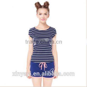 2015 brief style stripe all-match short t shirt for women wholesale from China