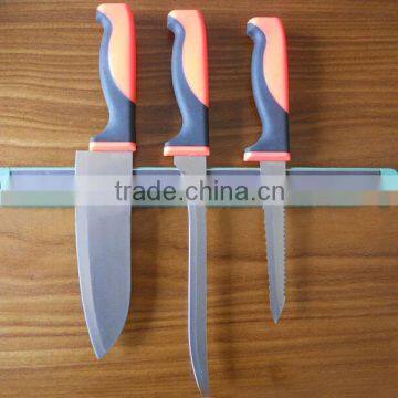 In-stock factory price stainless steel +PP kitchen Magnetic knife storage strip logo laser magnetic knife holder