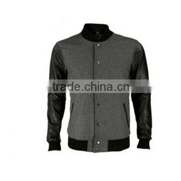 winter jacket custom college jacket varsity jacket with leather sleeves wholesale