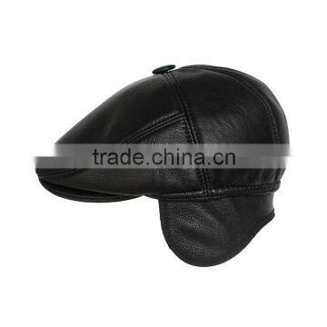 Genuine leather black size fitted ivy caps for wholesale