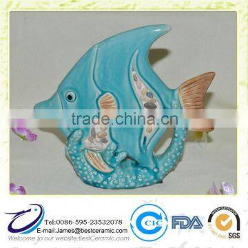 Blue Glazed Ceramic fish lawn ornaments